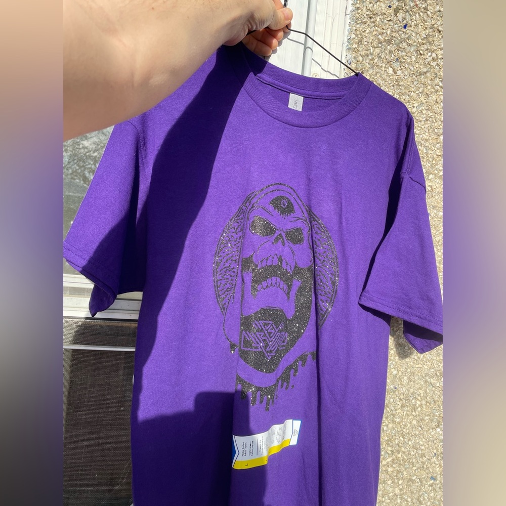 🩸 Skeletor Evil 3rd Eye Death To Eternia Dark Wizard US L Gildan Silver Tab 🩸